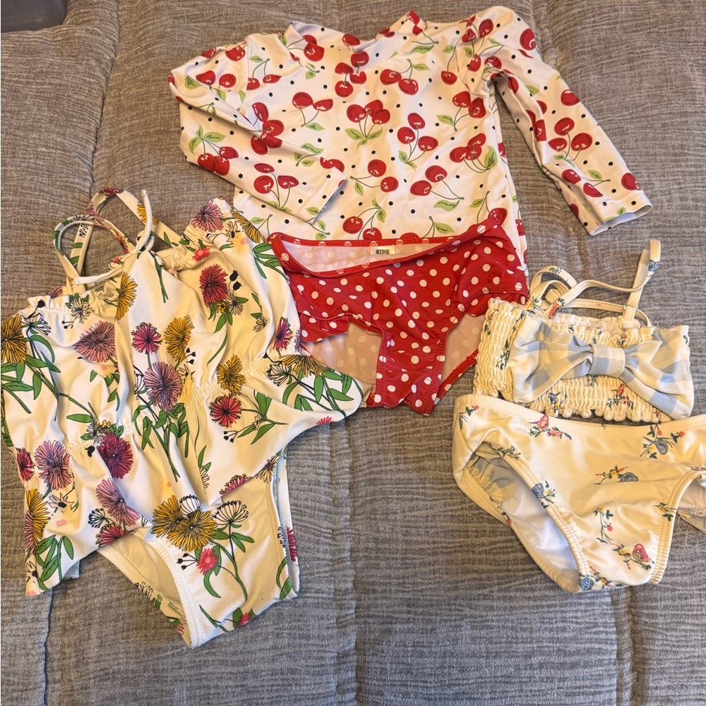 GAP Baby Floral Swimsuit Set - Cream and Pink